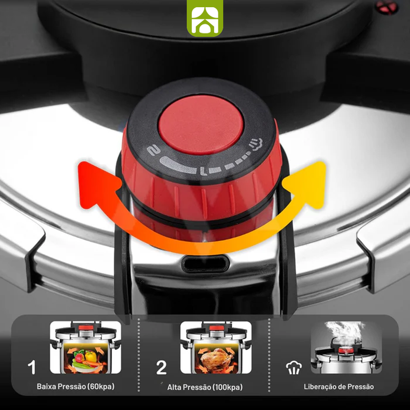 [Compre 1 e Leve 2] Panelas de Pressão TurboChef Aço Inoxidável - Á Prova de Explosões + Brinde: Kit Utensílios